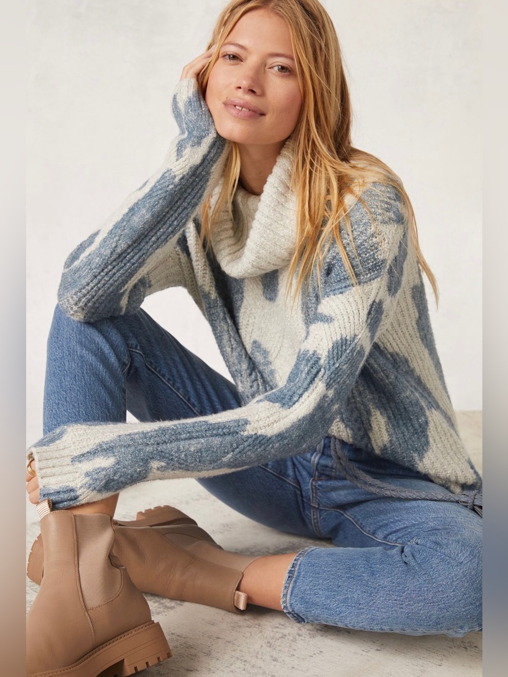 Pilcro Spotted Turtleneck Sweater